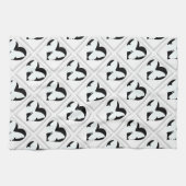 白い背景にバタフライ ハート  キッチンタオル (横)