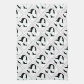 白い背景にバタフライ ハート  キッチンタオル (縦)