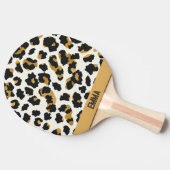 白い背景にヒョウの模様 卓球ラケット (横)