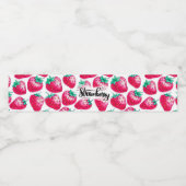 白い背景にピンクのイチゴ ペットボトルラベル (シングルラベル)