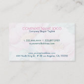 白い背景にピンクのバラの花束 名刺 (裏面)