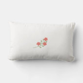 白い背景にピンクのフローラ ランバークッション (裏面)