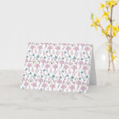 白い背景にピンクフラミンゴのシームレスパターン カード (黄色い花)