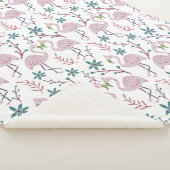 白い背景にピンクフラミンゴのシームレスパターン シェルパブランケット (3/4)