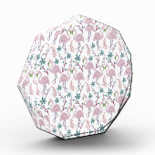 白い背景にピンクフラミンゴのシームレスパターン フォトブロック (左)