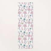 白い背景にピンクフラミンゴのシームレスパターン ヨガマット (正面)