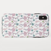 白い背景にピンクフラミンゴのシームレスパターン Case-Mate iPhoneケース (裏面(横))