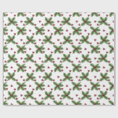 白い背景にホーリーと実 ラッピングペーパー (フラット)