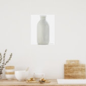 白い背景にミルクボトル ポスター (キッチン)