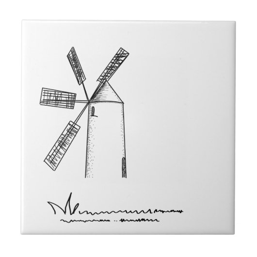 白い背景にミル タイル (正面)