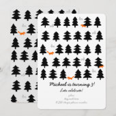 白い背景にワイルドフォレストの列 招待状 (正面/裏面)