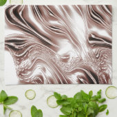 白い背景に光沢のある茶色の長い波状のトレース キッチンタオル (折り畳み)