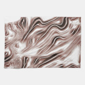 白い背景に光沢のある茶色の長い波状のトレース キッチンタオル (横)