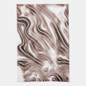 白い背景に光沢のある茶色の長い波状のトレース キッチンタオル (縦)