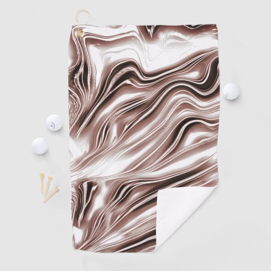 白い背景に光沢のある茶色の長い波状のトレース ゴルフタオル (インサイチュ)