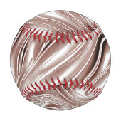 白い背景に光沢のある茶色の長い波状のトレース 野球ボール (裏面)