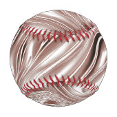 白い背景に光沢のある茶色の長い波状のトレース 野球ボール (正面)