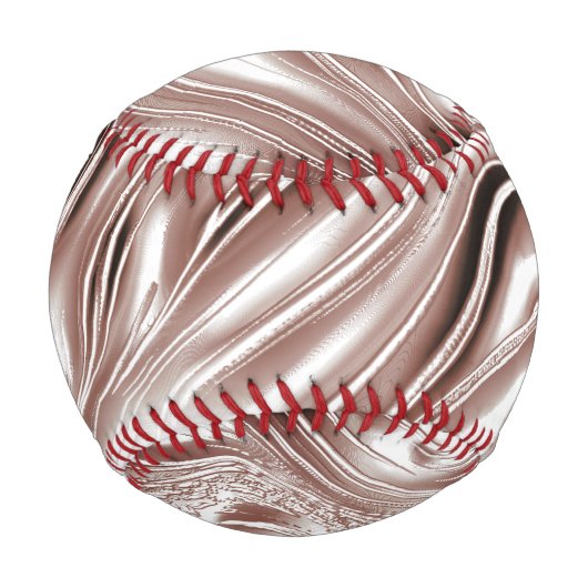 白い背景に光沢のある茶色の長い波状のトレース 野球ボール (正面)