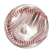 白い背景に光沢のある茶色の長い波状のトレース 野球ボール (正面左)