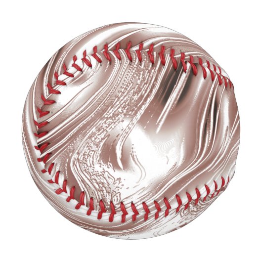 白い背景に光沢のある茶色の長い波状のトレース 野球ボール (正面左)