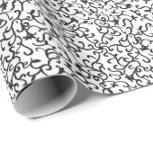 白い背景に可愛らしい黒い花の柄 ラッピングペーパー (ロールコーナー)