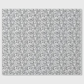 白い背景に可愛らしい黒い花の柄 ラッピングペーパー (フラット)