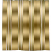 白い背景に垂直ストライプ二重金ゴールド シャワーカーテン (正面)