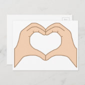 白い背景に孤立した手からのハート ポストカード (正面/裏面)