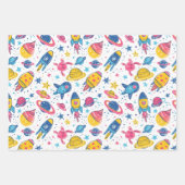 白い背景に宇宙惑星の色をパステル ラッピングペーパーシート (正面3)