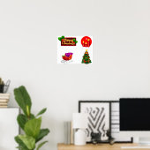 白い背景に対するクリスマスの装飾 ポスター (ホームオフィス)