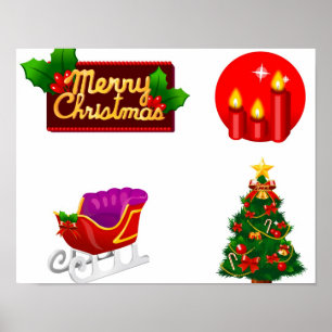 白い背景に対するクリスマスの装飾 ポスター