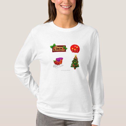 白い背景に対するクリスマスの装飾 Tシャツ (正面)