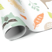 白い背景に小さな森林の動物たち ラッピングペーパー (ロールコーナー)