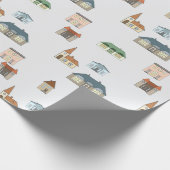 白い背景に市庁舎。 ラッピングペーパー (角)