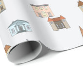 白い背景に市庁舎。 ラッピングペーパー (ロールコーナー)