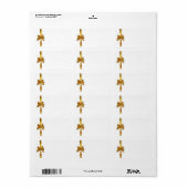 白い背景に弓を付けたゴールデンリボン ラベル (フルシート)