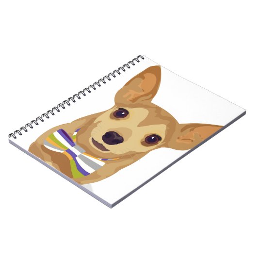 白い背景に弓タイでチワワ ノートブック (左側)