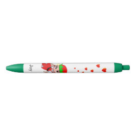 白い背景に愛のハートを持つ可愛い妖精 黒ボールペン