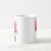 白い背景に描かれたレッドローズの水彩画 コーヒーマグカップ (中央)