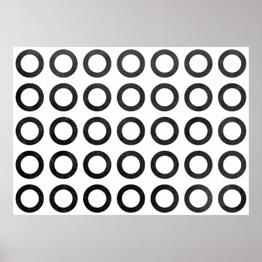 白い背景に水色の黒い円。ブラック ポスター (正面)