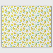 白い背景に水離れ色のレモンと ラッピングペーパー (フラット)