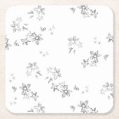 白い背景に浮かぶ泡のモノクロ写真です。 スクエアペーパーコースター (正面)