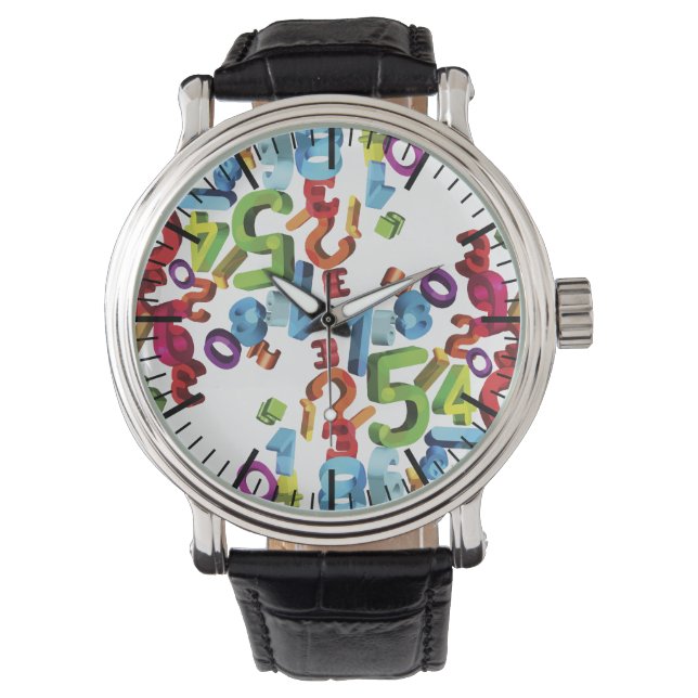 白い背景に浮動数字を表示 腕時計 (正面)