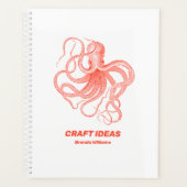 白い背景に珊瑚赤蛸 プランナー手帳 (正面)