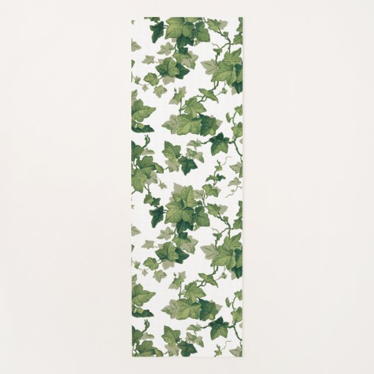 白い背景に生の緑のつたのつる植物と色 ヨガマット (正面)