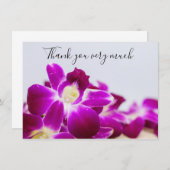 白い背景に石が付いた紫のラン サンキューカード (正面/裏面)