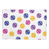 白い背景に紫と黄色のテニスボール 枕カバー (裏面)