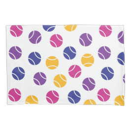 白い背景に紫と黄色のテニスボール 枕カバー