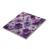 白い背景に紫の花模様 タイル (側面)