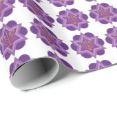 白い背景に紫の（ユダヤ教）メノラーラッピング紙 ラッピングペーパー (ロールコーナー)